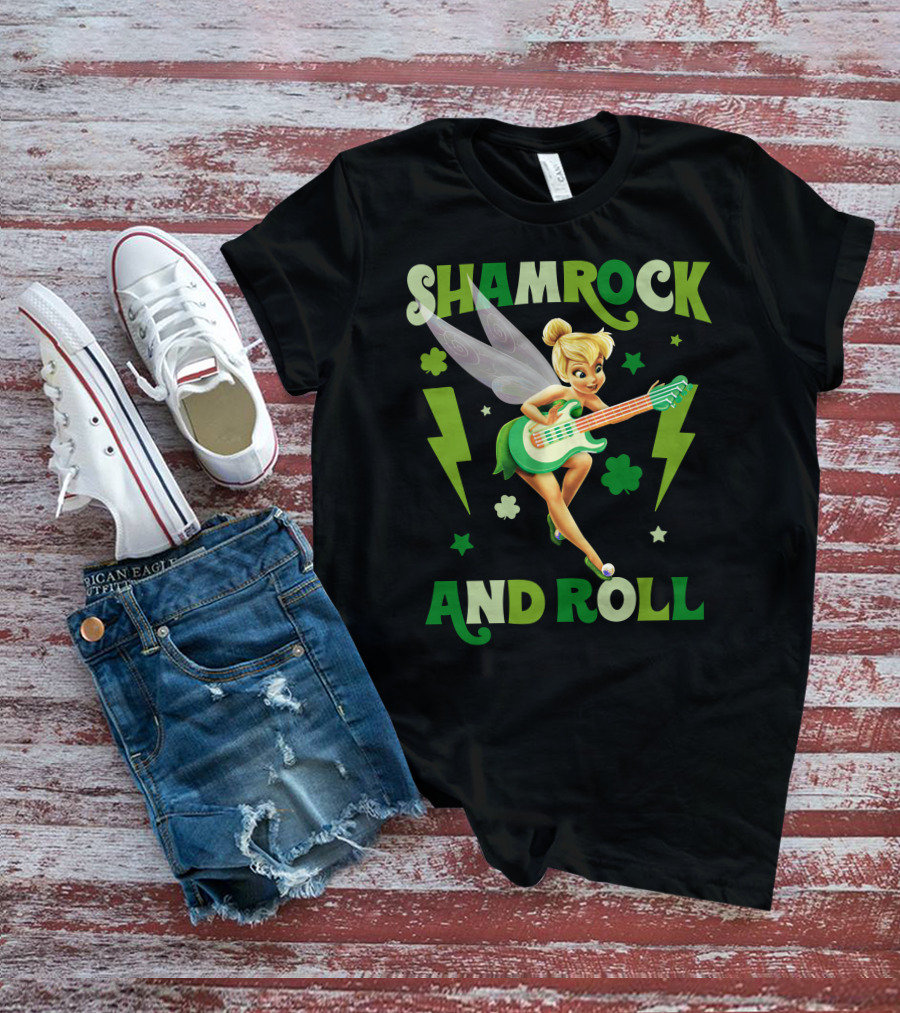 Shamrock And Roll Tinkerbell Guitar Fairy T-Shirt