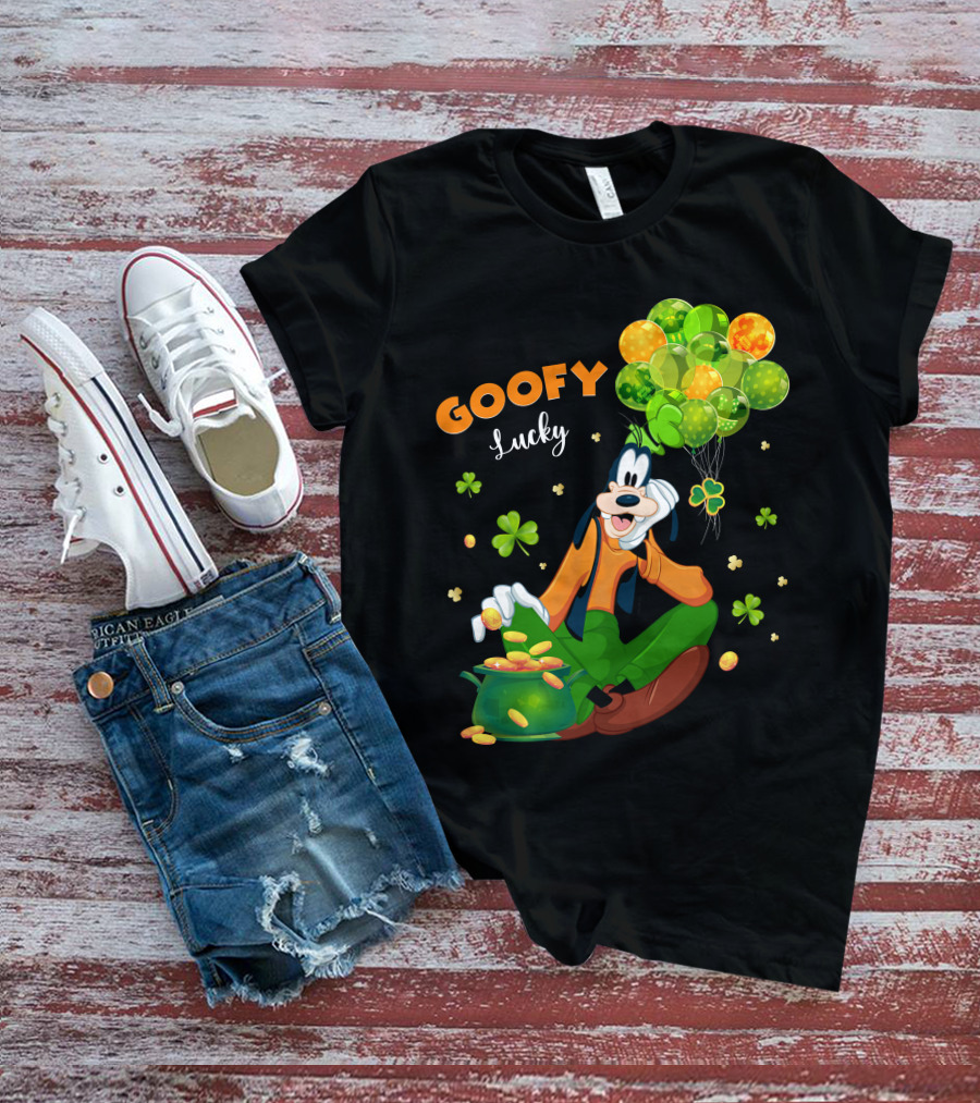 Goofy Lucky St. Patrick's Day Balloons And Shamrocks T-Shirt