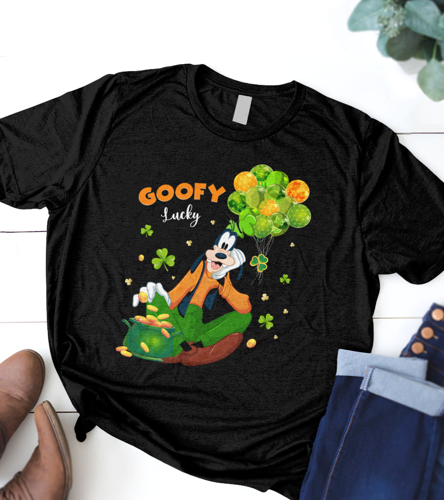 Goofy Lucky St. Patrick's Day Balloons And Shamrocks T-Shirt