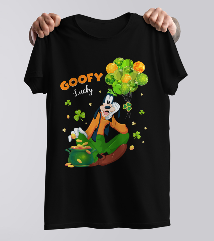 Goofy Lucky St. Patrick's Day Balloons And Shamrocks T-Shirt
