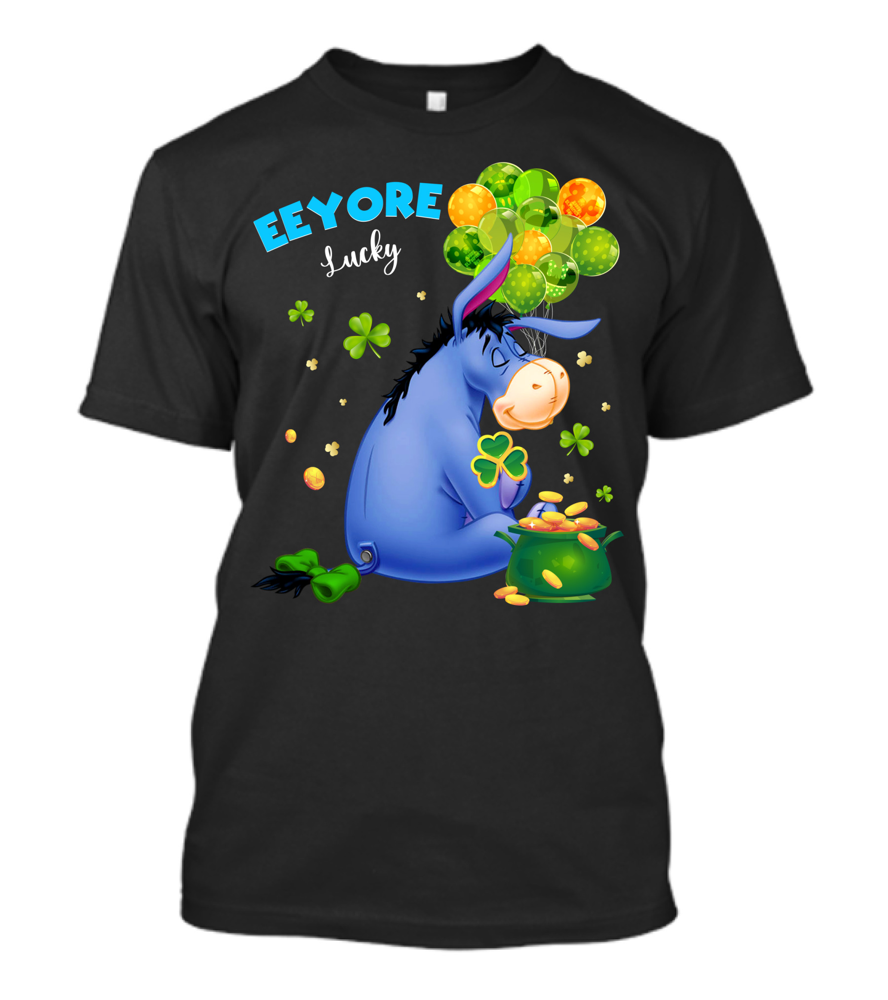 Eeyore Lucky Shamrock Coins Balloon Cluster T-Shirt
