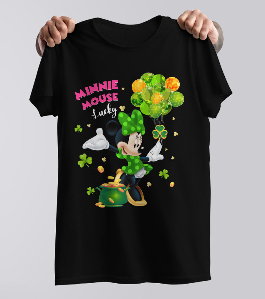 Minnie Mouse Lucky Balloons Shamrocks Coins T-Shirt