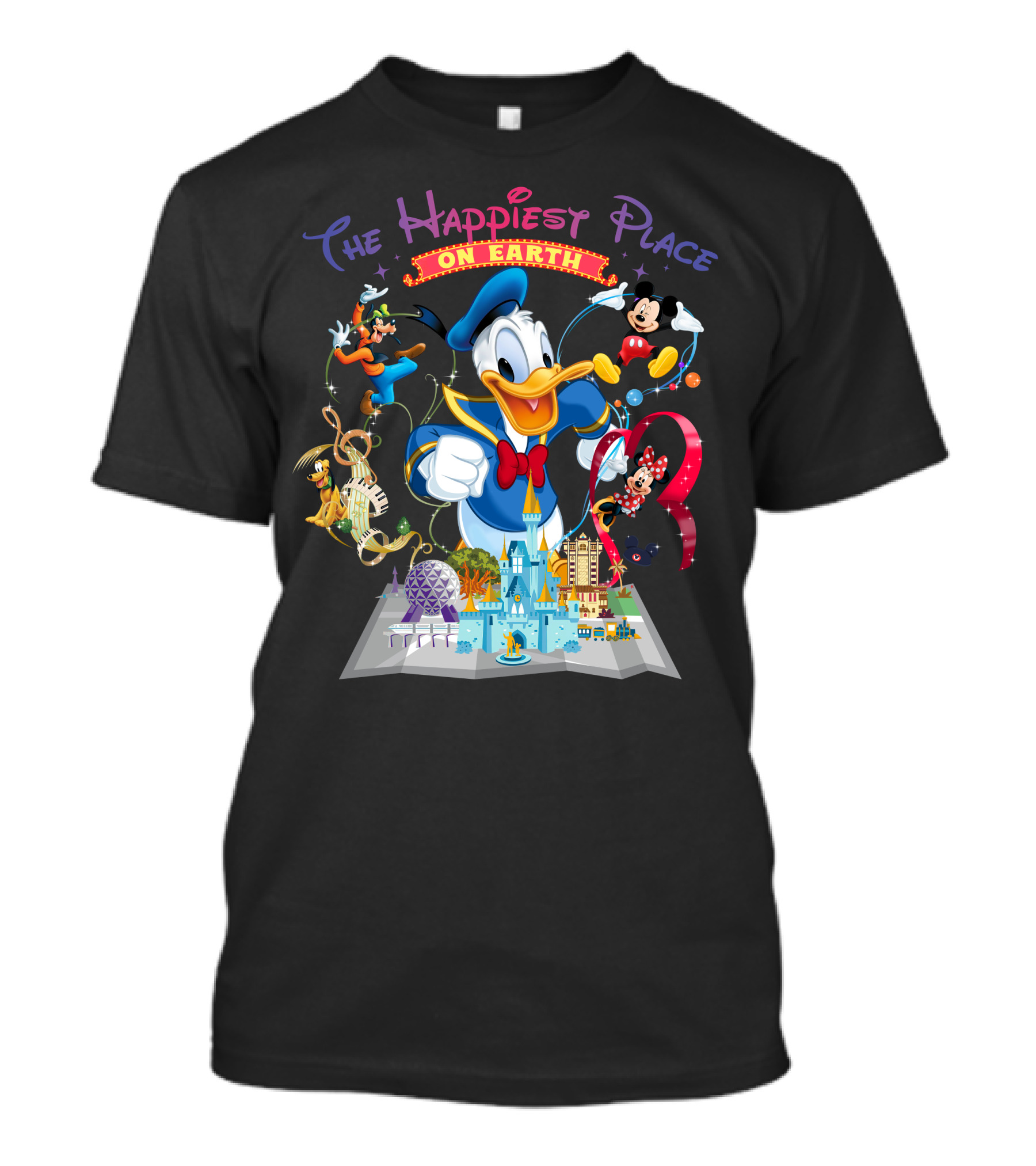 The Happiest Place On Earth Donald Duck And Disney Characters T-Shirt