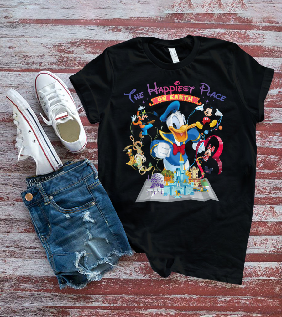 The Happiest Place On Earth Donald Duck And Disney Characters T-Shirt