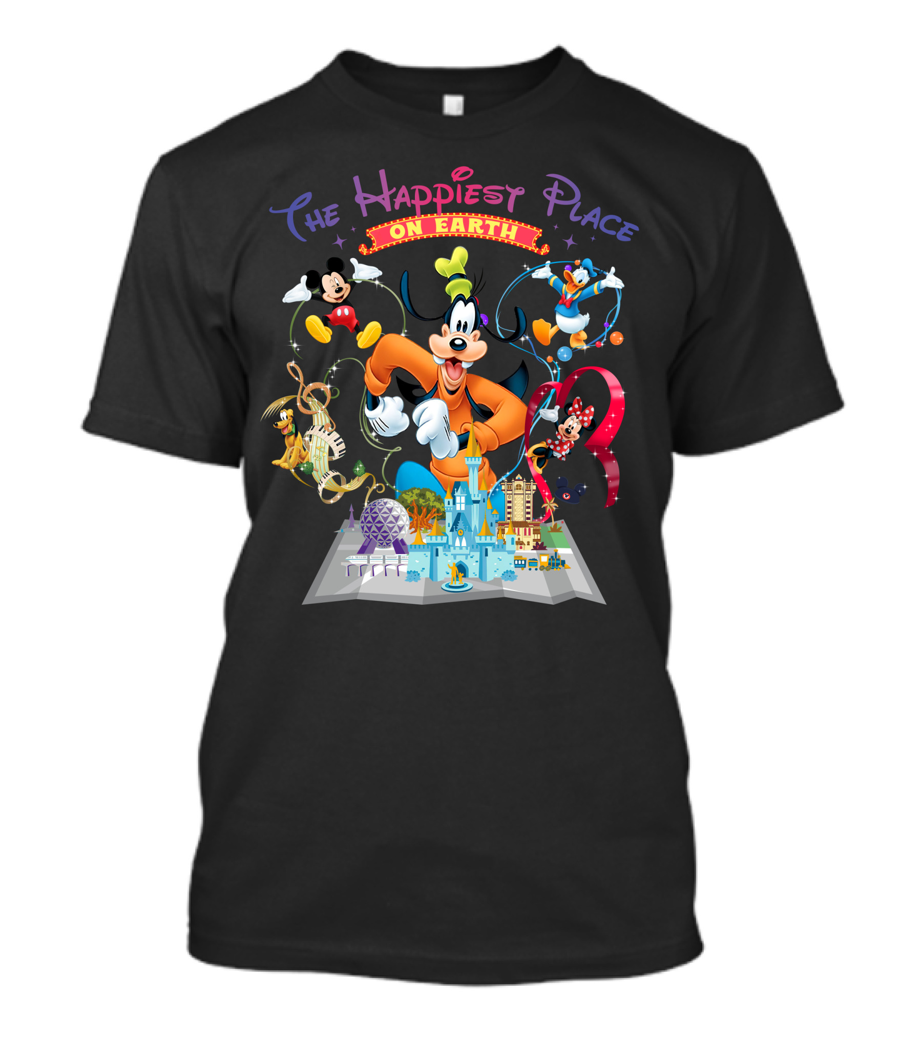 The Happiest Place On Earth Goofy Mickey Mouse Donald Duck Minnie Mouse Disneyland T-Shirt
