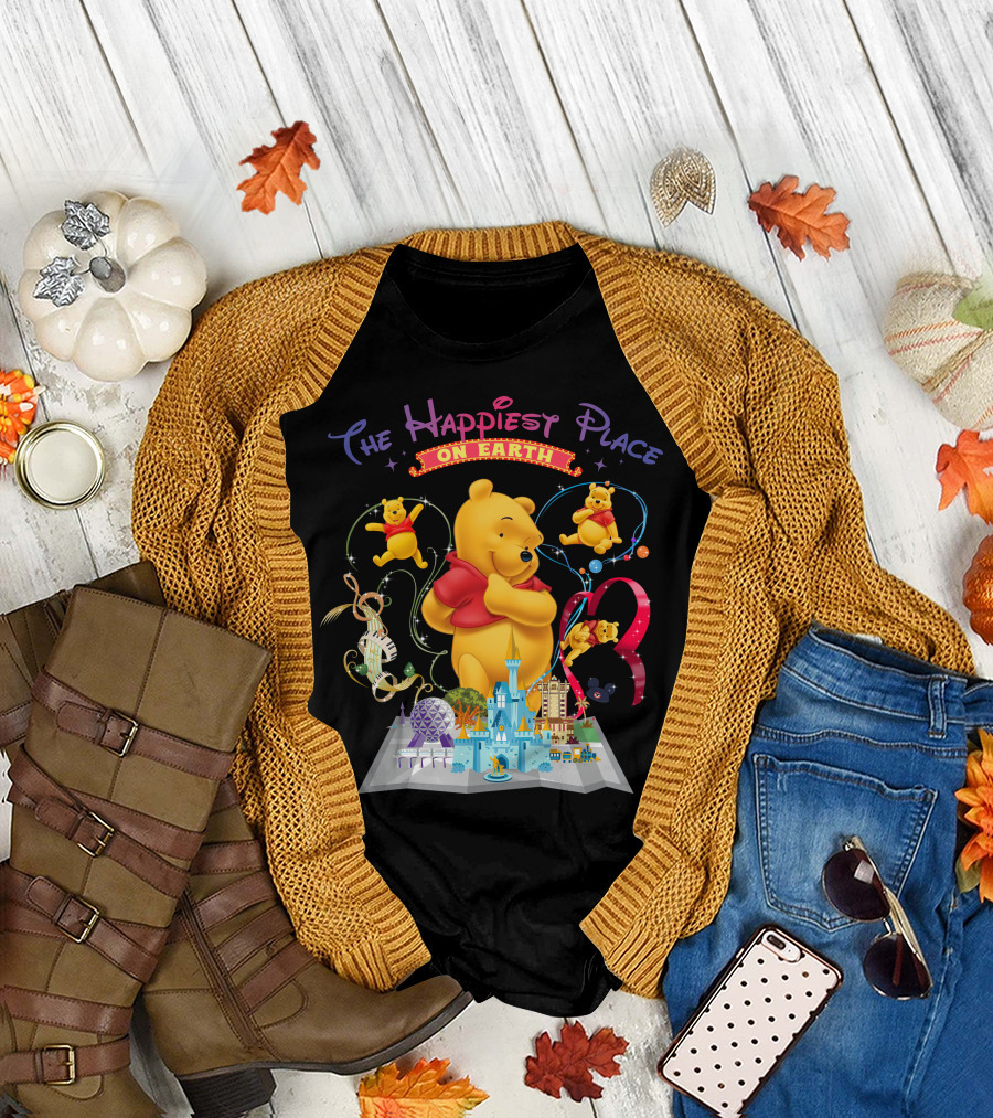 The Happiest Place On Earth Winnie The Pooh Disney Theme Park Adventure T-Shirt