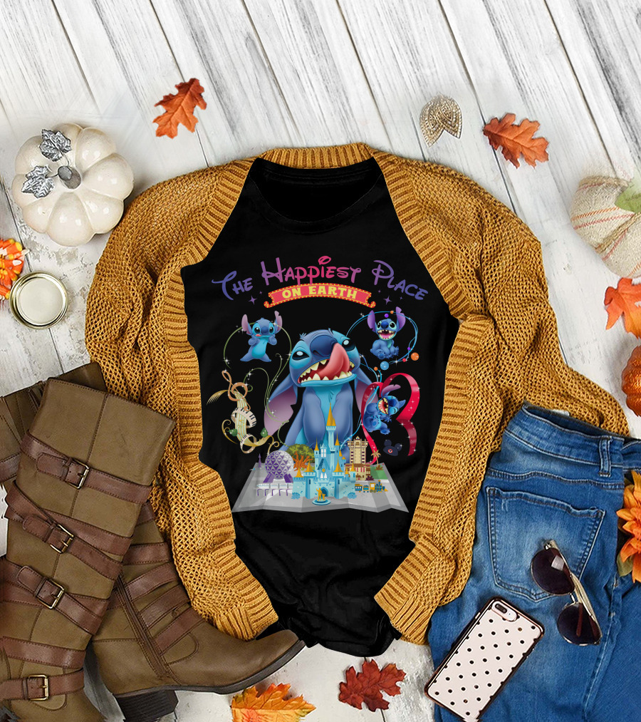 The Happiest Place On Earth Stitch Disney Parks Adventure T-Shirt