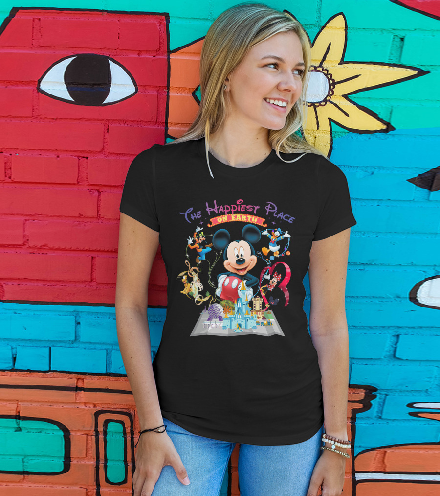 The Happiest Place On Earth Mickey Mouse Disney Characters And Castle T-Shirt