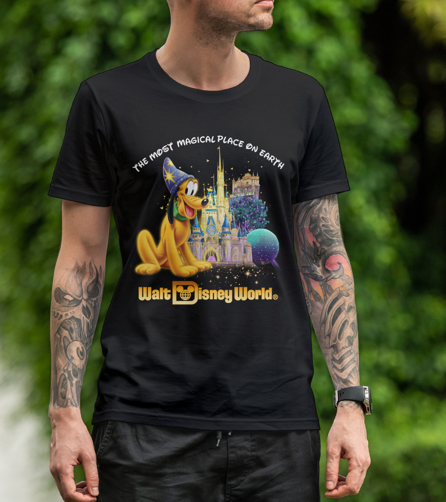 Walt Disney World The Most Magical Place On Earth Pluto Magical Castle T-Shirt