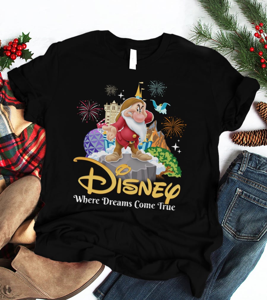 Disney Grumpy Where Dreams Come True Fireworks Celebration T-Shirt