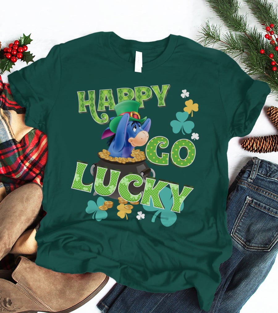 Eeyore Happy Go Lucky St. Patrick's Day Pot Of Gold T-Shirt