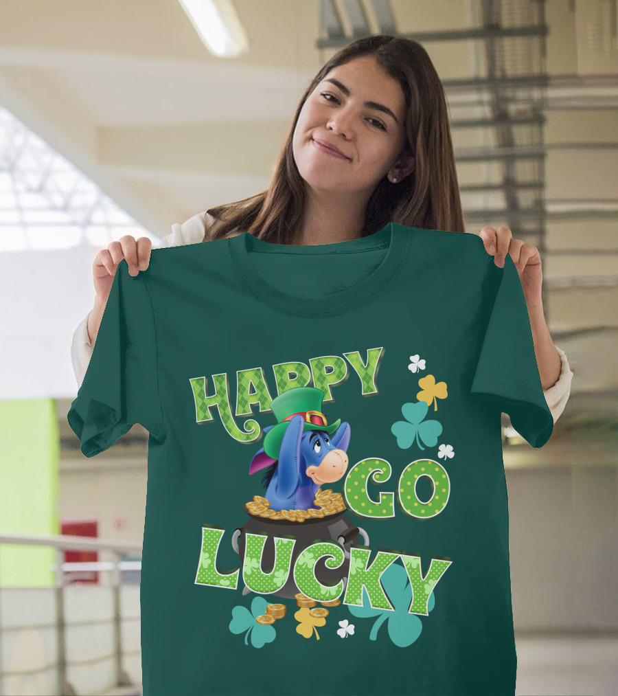 Eeyore Happy Go Lucky St. Patrick's Day Pot Of Gold T-Shirt