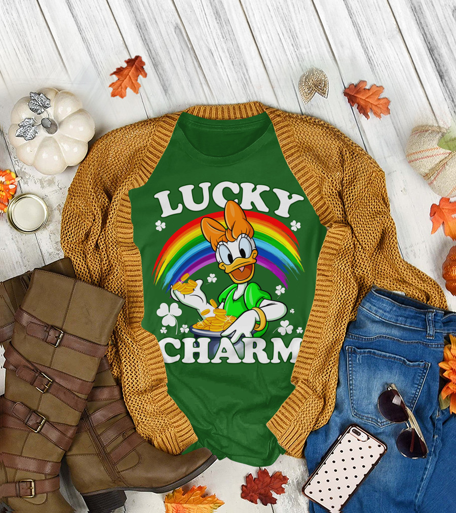 Lucky Charm Daisy Rainbow Gold Coins Shamrocks T-Shirt