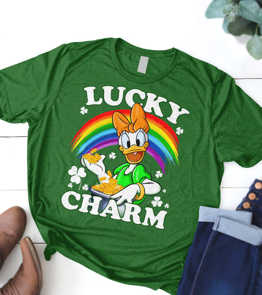 Lucky Charm Daisy Rainbow Gold Coins Shamrocks T-Shirt