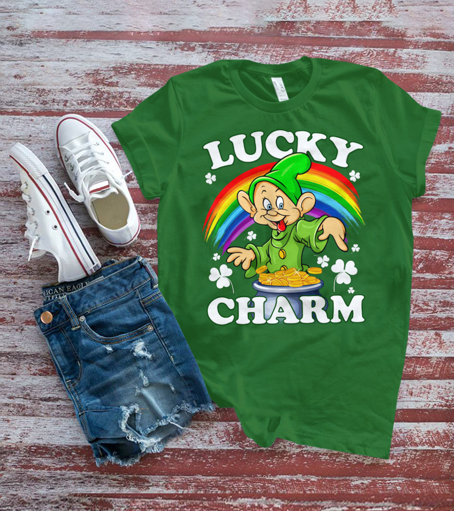 Lucky Charm Dopey Rainbow Gold Coins Shamrocks T-Shirt