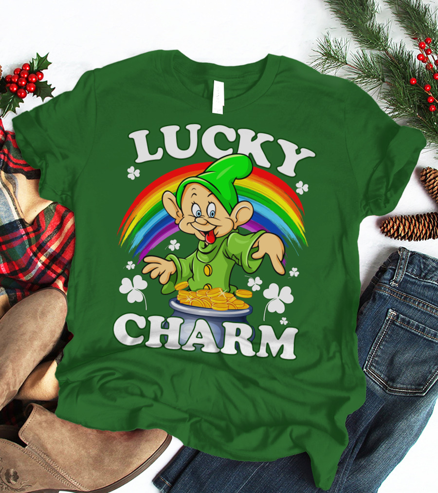 Lucky Charm Dopey Rainbow Gold Coins Shamrocks T-Shirt