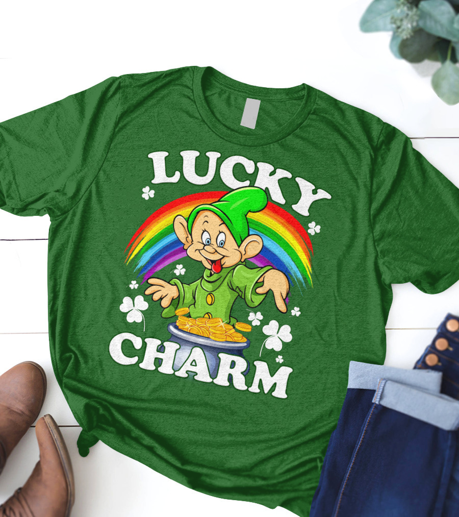 Lucky Charm Dopey Rainbow Gold Coins Shamrocks T-Shirt
