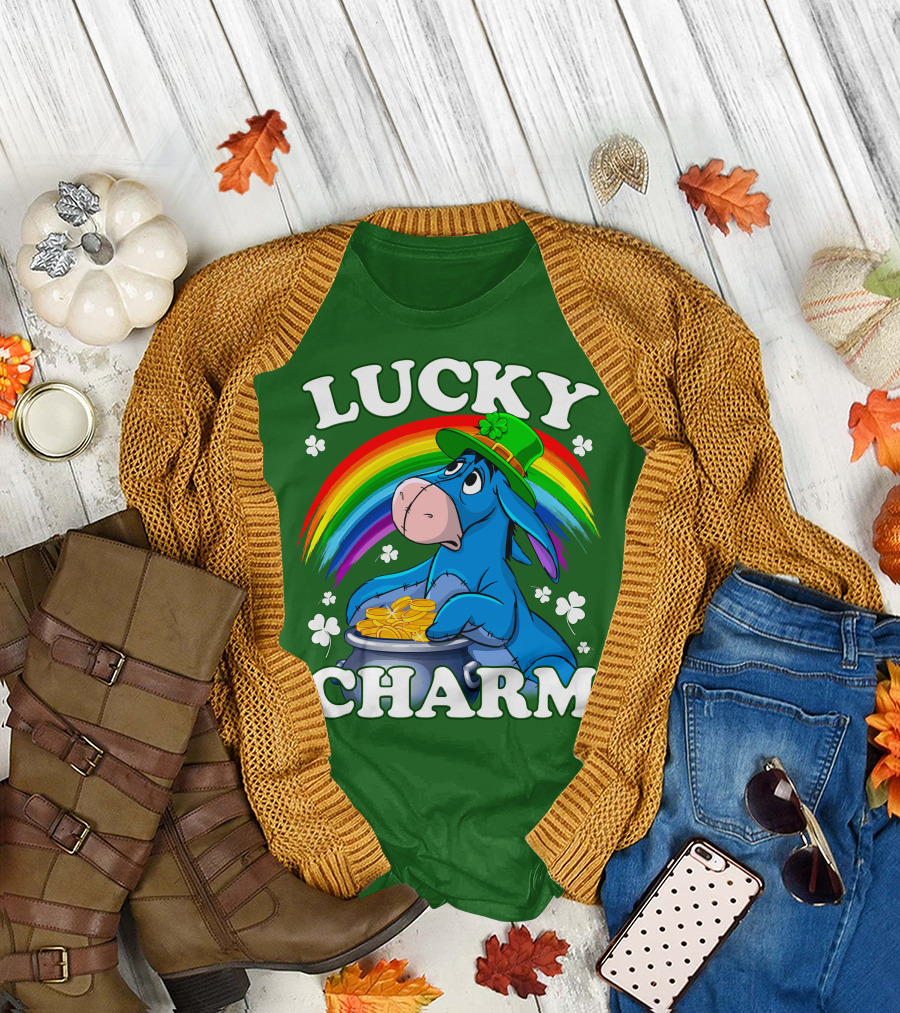 Lucky Charm Eeyore Rainbow St. Patrick's Day T-Shirt