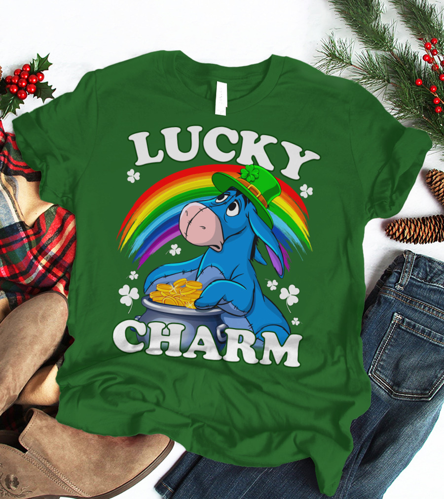 Lucky Charm Eeyore Rainbow St. Patrick's Day T-Shirt