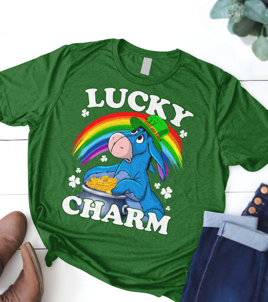 Lucky Charm Eeyore Rainbow St. Patrick's Day T-Shirt