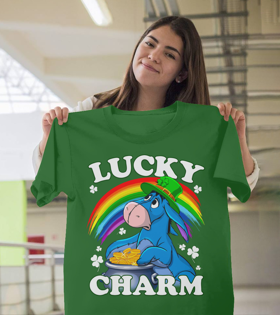 Lucky Charm Eeyore Rainbow St. Patrick's Day T-Shirt
