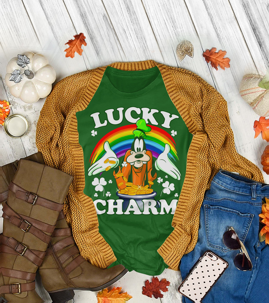 Lucky Charm Goofy Rainbow Gold Coins Shamrocks T-Shirt