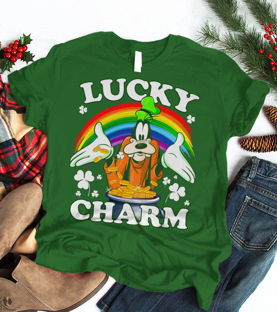Lucky Charm Goofy Rainbow Gold Coins Shamrocks T-Shirt