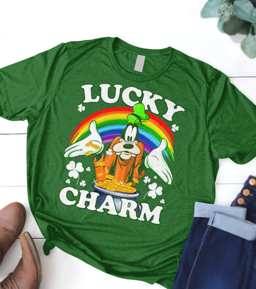 Lucky Charm Goofy Rainbow Gold Coins Shamrocks T-Shirt