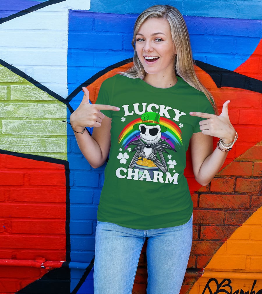 Lucky Charm Jack Skellington Rainbow Shamrock T-Shirt