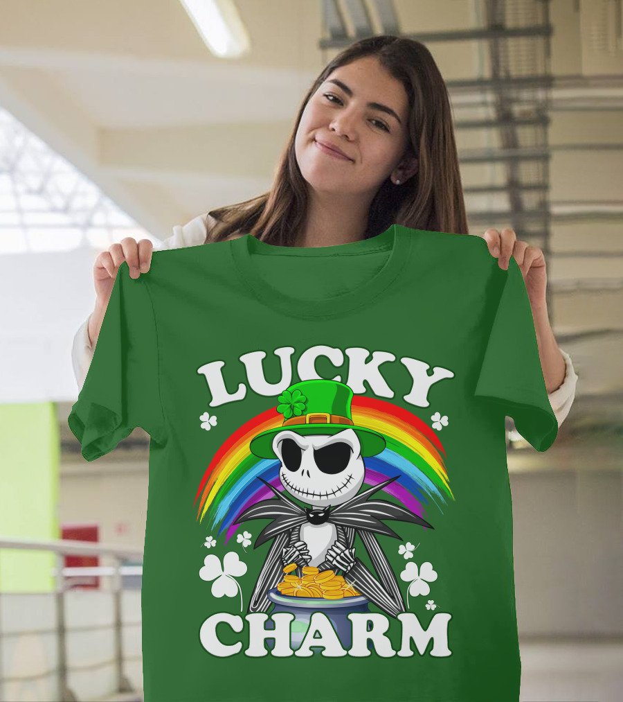 Lucky Charm Jack Skellington Rainbow Shamrock T-Shirt