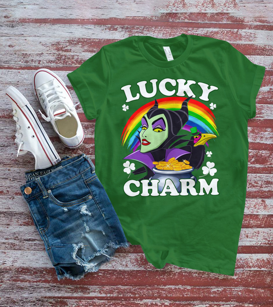 Lucky Charm Maleficent Rainbow Pot Of Gold T-Shirt