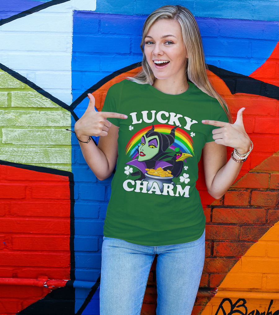 Lucky Charm Maleficent Rainbow Pot Of Gold T-Shirt