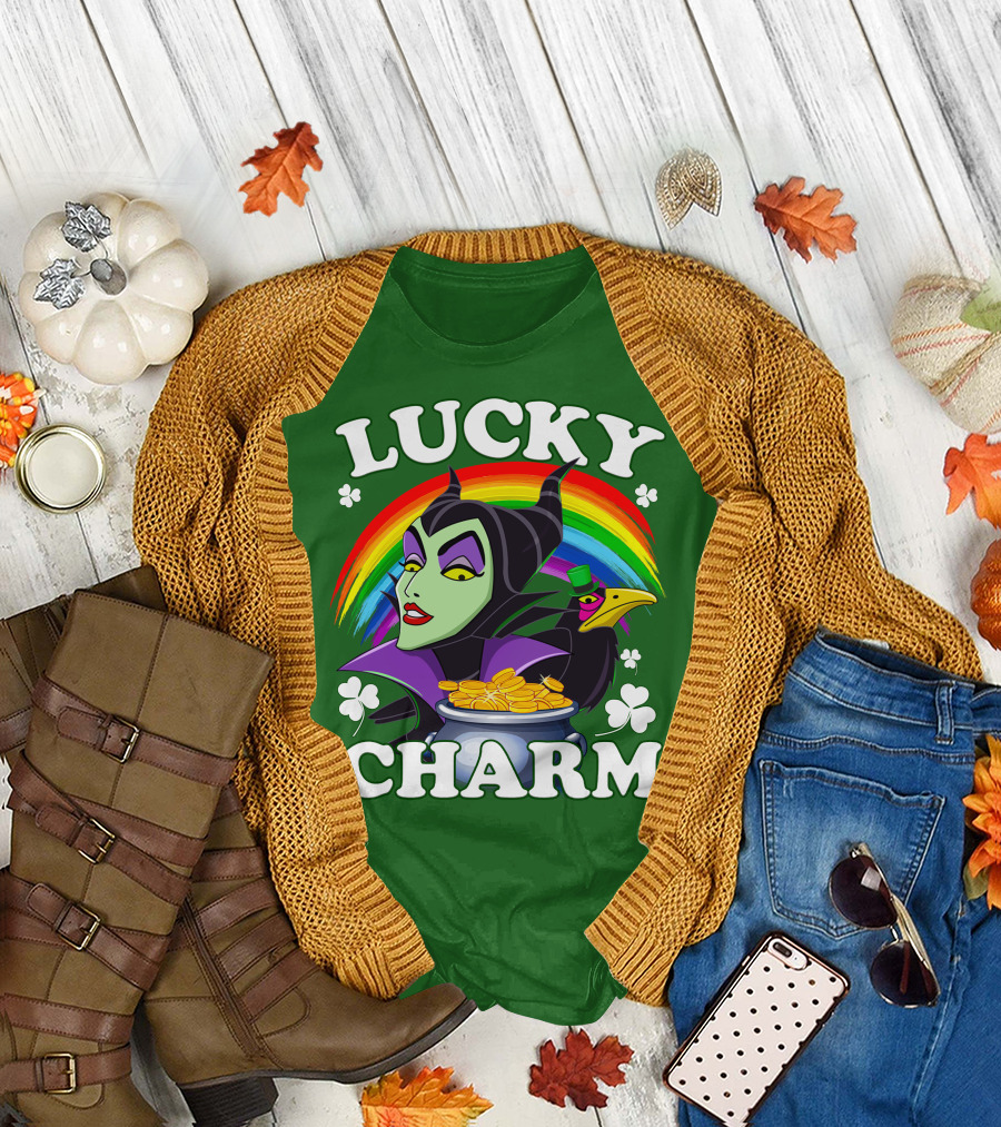 Lucky Charm Maleficent Rainbow Pot Of Gold T-Shirt