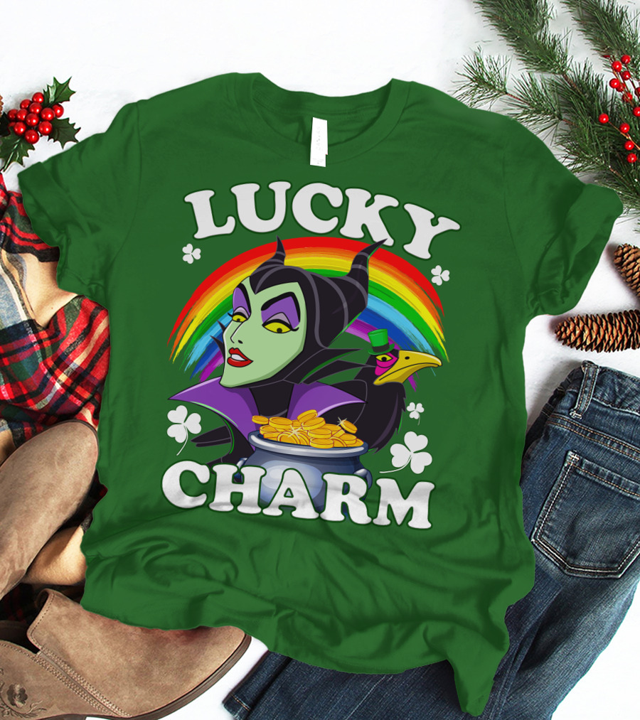 Lucky Charm Maleficent Rainbow Pot Of Gold T-Shirt
