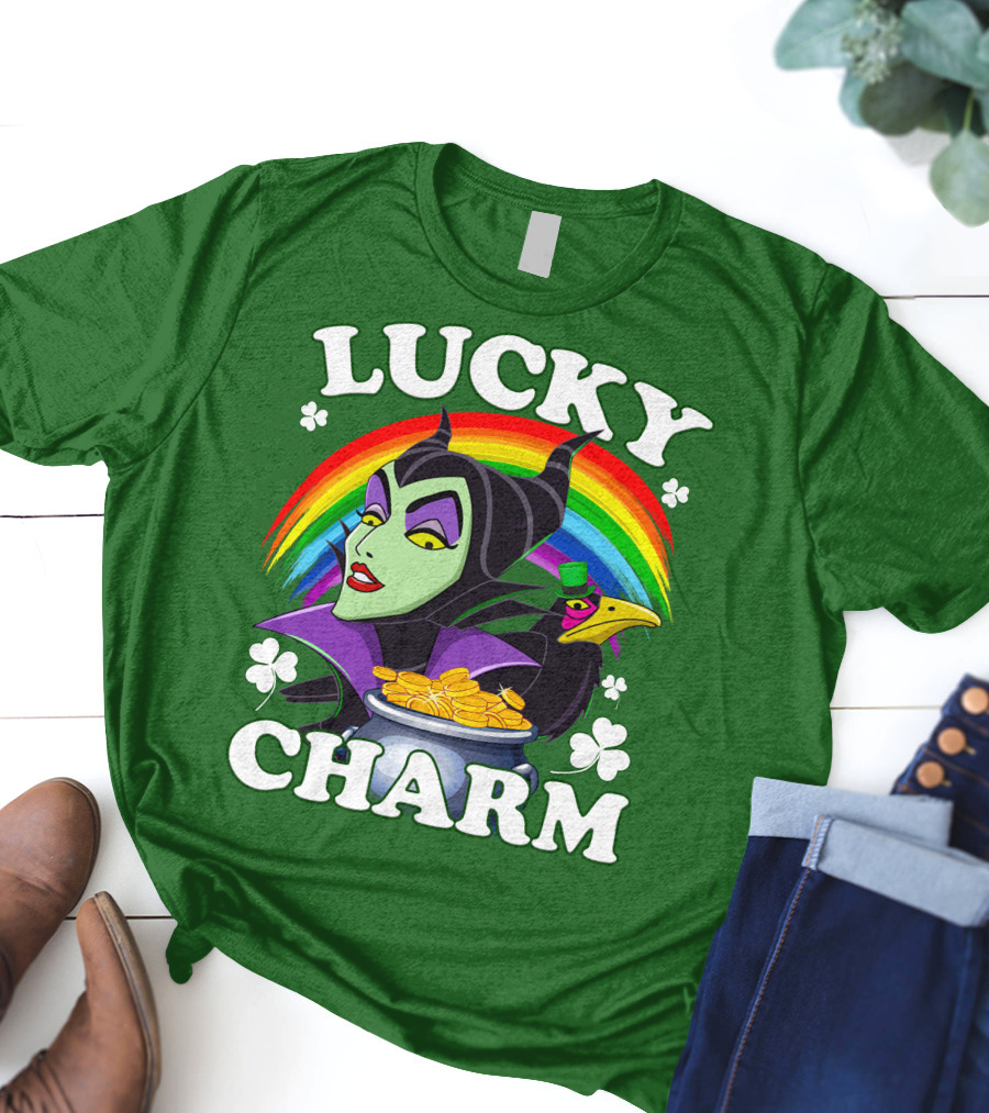 Lucky Charm Maleficent Rainbow Pot Of Gold T-Shirt