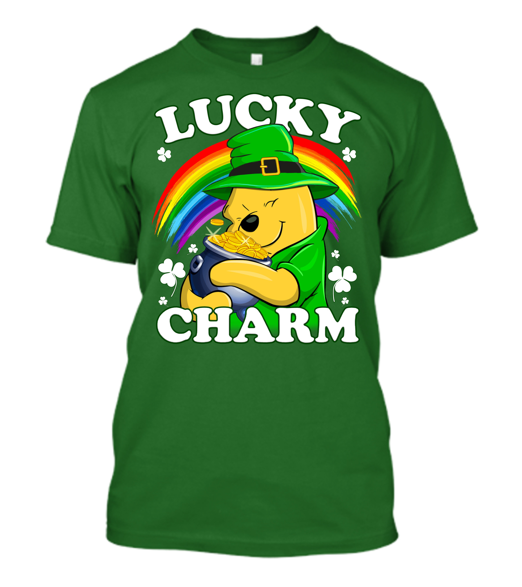 Lucky Charm Pooh Rainbow Pot Of Gold T-Shirt