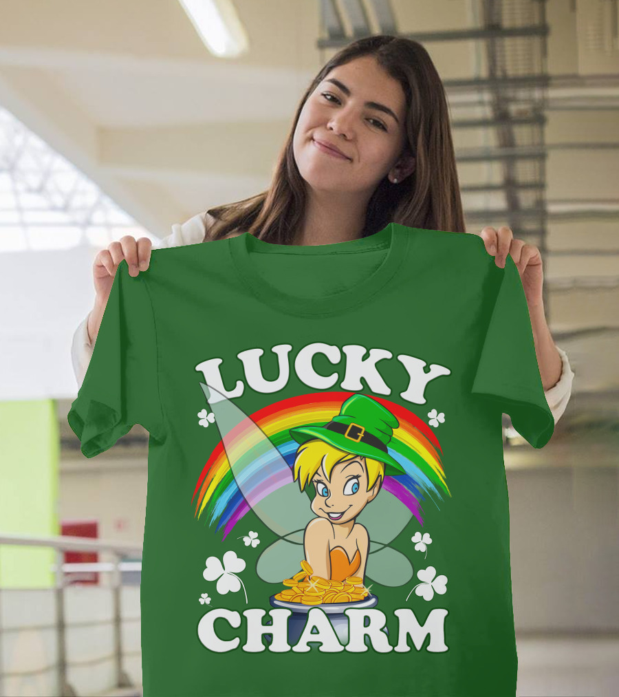 Lucky Charm Tinker Bell Rainbow Gold Coins Shamrocks T-Shirt
