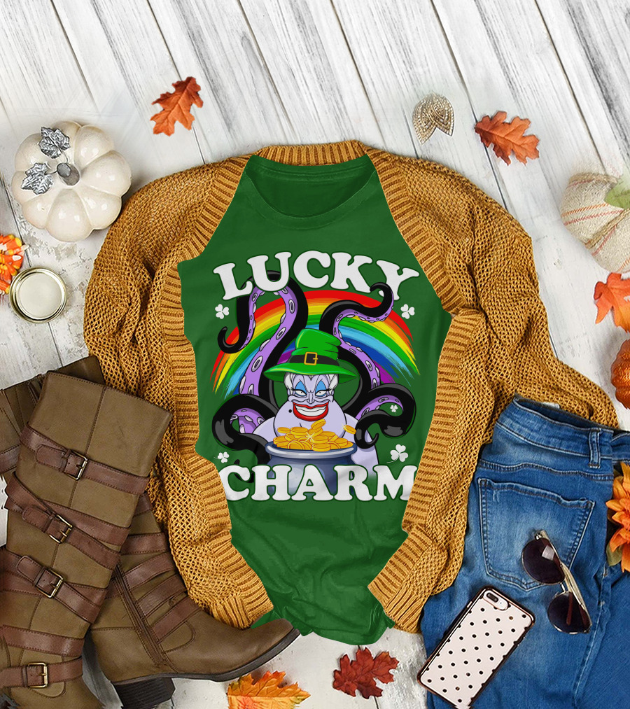 Lucky Charm Ursula Rainbow Coins Shamrocks T-Shirt