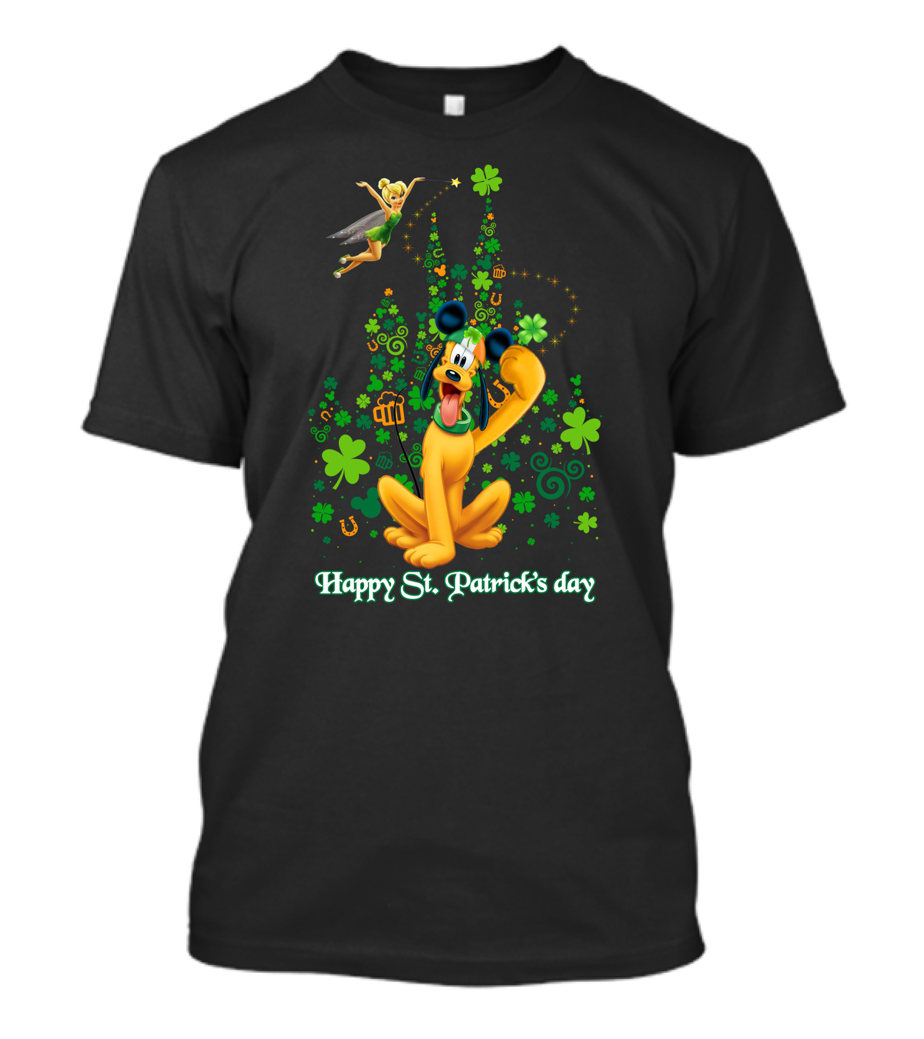 Happy St. Patrick's Day Pluto And Tinker Bell Disney Celebration T-Shirt