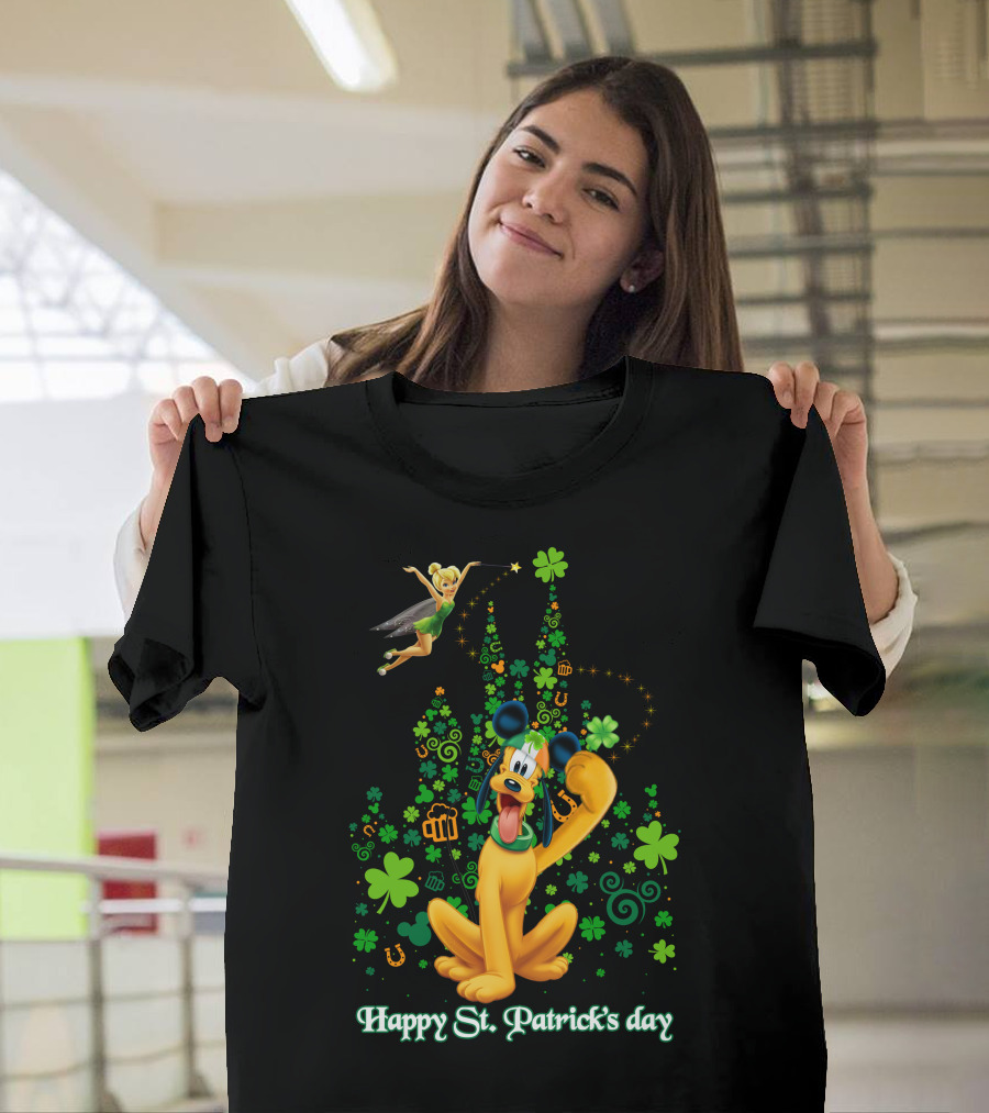 Happy St. Patrick's Day Pluto And Tinker Bell Disney Celebration T-Shirt