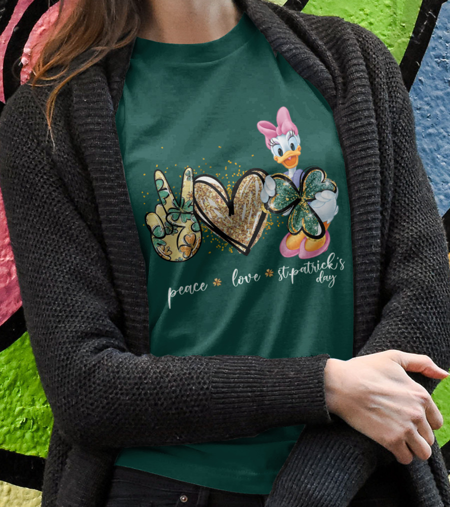 Peace Love St. Patrick's Day Daisy Duck Shamrock T-Shirt