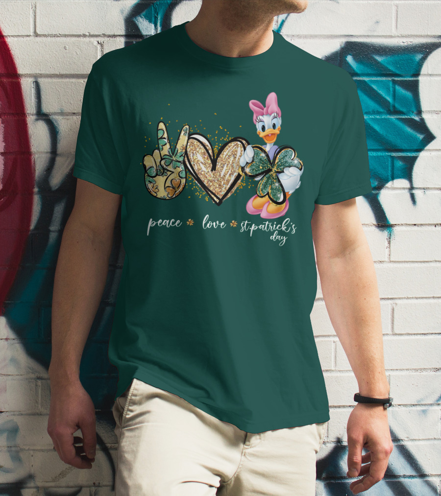 Peace Love St. Patrick's Day Daisy Duck Shamrock T-Shirt
