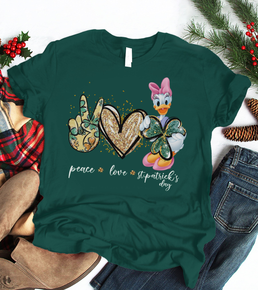 Peace Love St. Patrick's Day Daisy Duck Shamrock T-Shirt