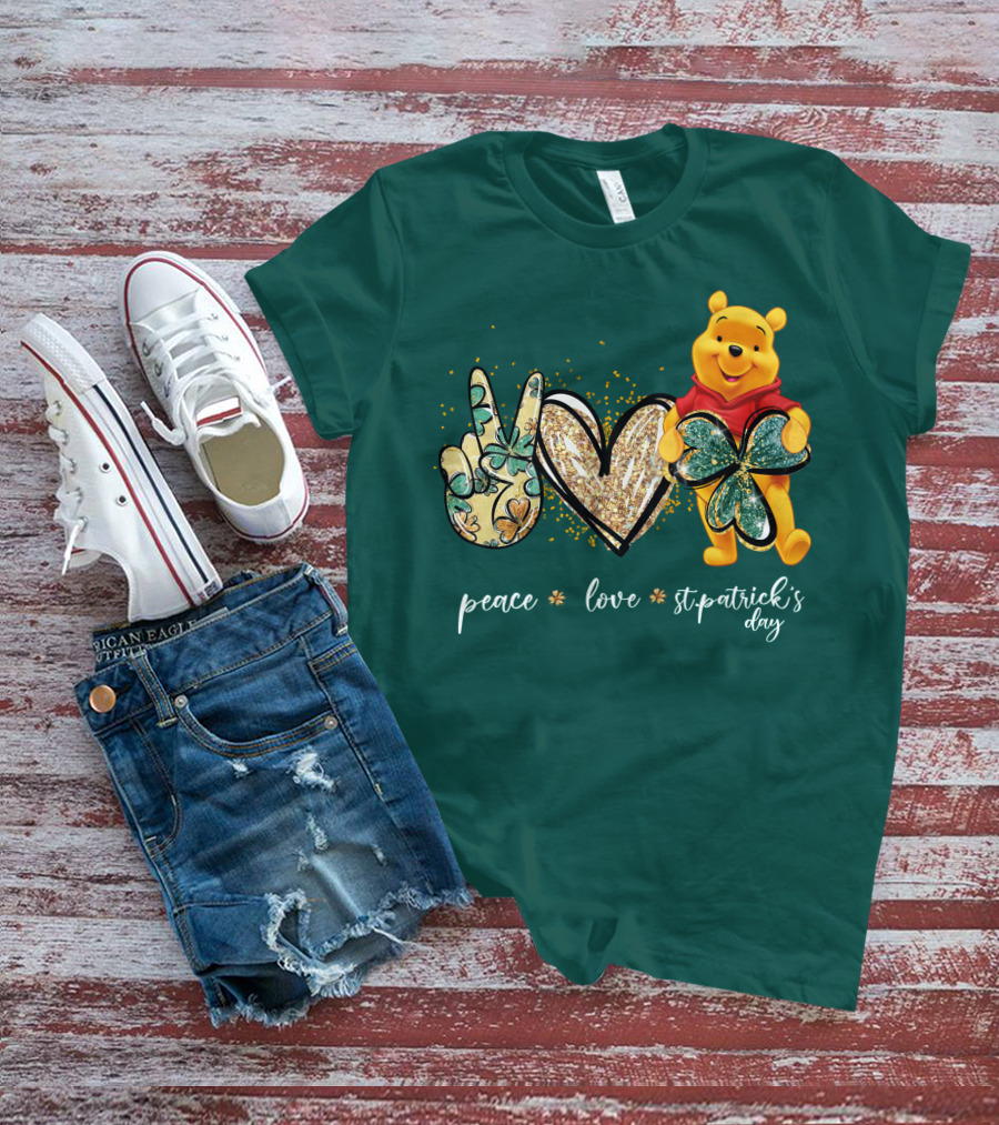 Peace Love St. Patrick's Day Pooh T-Shirt