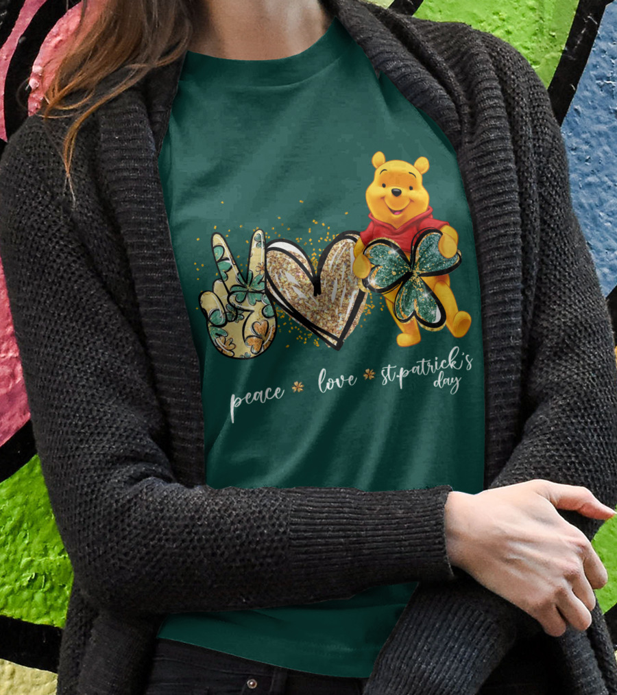 Peace Love St. Patrick's Day Pooh T-Shirt