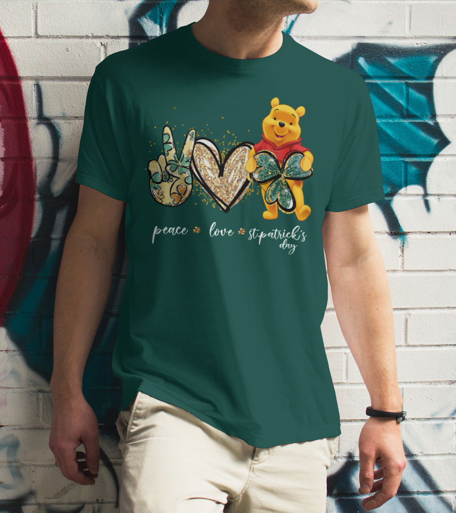 Peace Love St. Patrick's Day Pooh T-Shirt