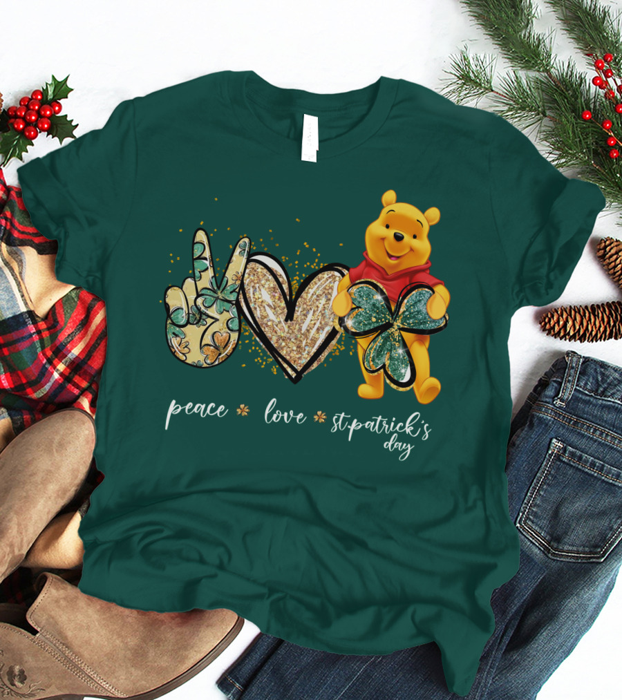 Peace Love St. Patrick's Day Pooh T-Shirt