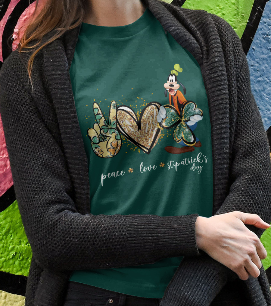 Goofy Peace Love St. Patrick's Day T-Shirt