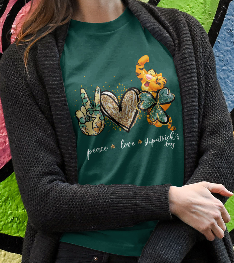 Tigger Peace Love St. Patrick's Day T-Shirt