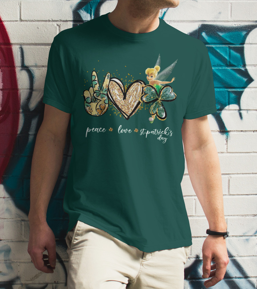 Peace Love St. Patrick's Day Tinkerbell T-Shirt